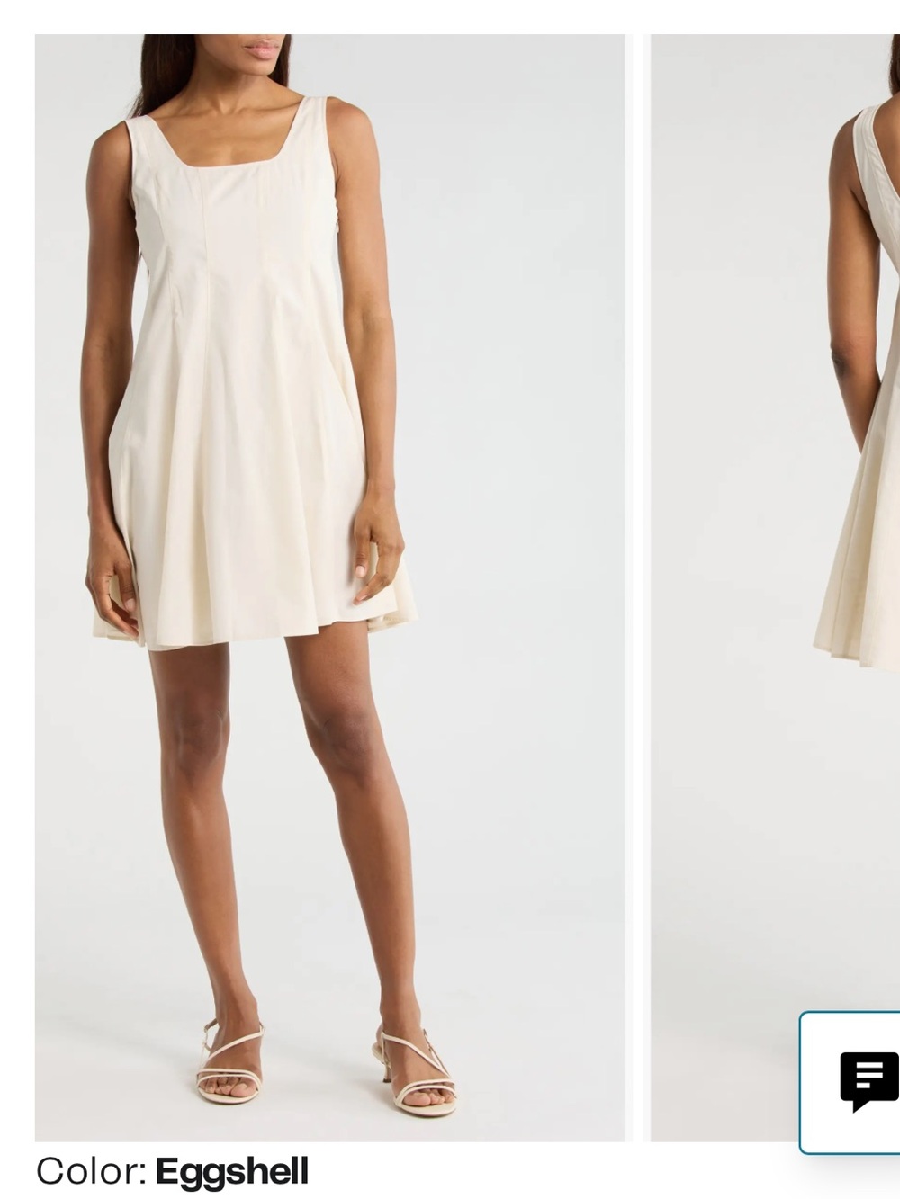 Theory Cream Sleeveless Square-Neck Mini Dress